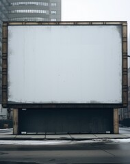 the empty billboard in the middle of a city,