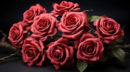 Obraz premium Bouquet Beautiful Red Roses, Background Image, Desktop Wallpaper Backgrounds, HD