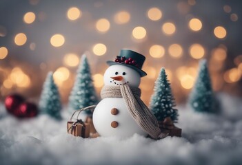 Obraz premium Christmas decoration cute miniature snowman