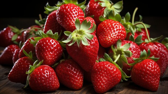 Bunch Strawberries Wild Berries On Wooden, Background Image, Desktop Wallpaper Backgrounds, HD