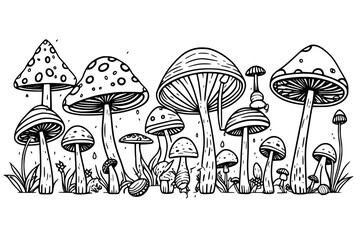 Row of Mushrooms Svg - obrazy, fototapety, plakaty