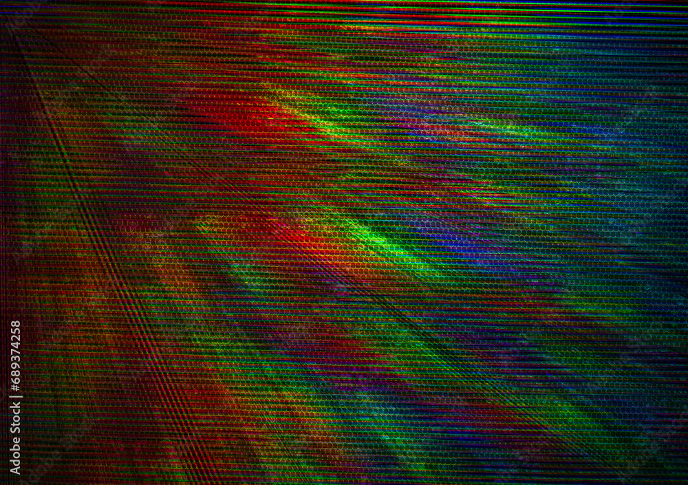 Aufkleber abstract screen glitch and grid background in multicolor