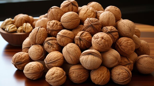 Above Bag Whole Halved Walnuts Dry, Background Image, Desktop Wallpaper Backgrounds, HD