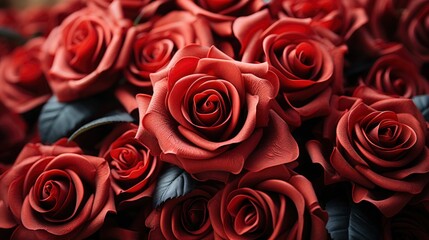 Obraz premium Beautiful Red Rose Flower Garden Background, Background Image, Desktop Wallpaper Backgrounds, HD