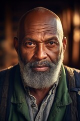 Obraz premium bald and bearded African-American man posing in front of the camera