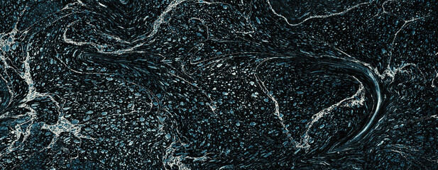 Black fluid marble stone texture with a lot of blue and white details used for so many purposes...