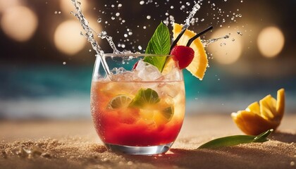 colorful tropical cocktails at the beach

