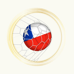 Chile scoring goal, abstract football symbol with illustration of Chile ball in soccer net.
