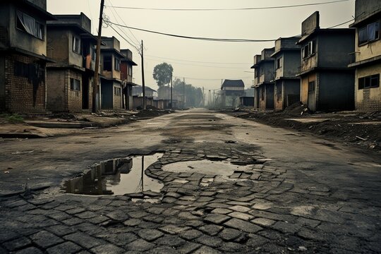 old asphalt playground in a poor neighborhood