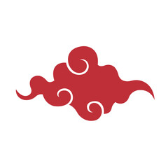 Isolated red cloud Chinese decotarion Flat design Vector