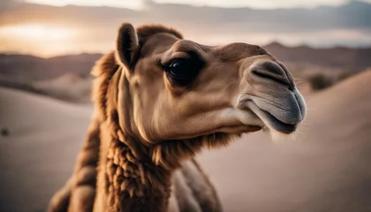 Fotobehang portrait of a camel at dessert, summer   © abu