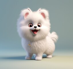 Obraz premium the white pomeranian is standing on a tile,
