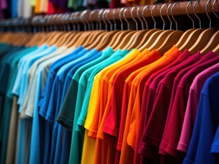 Fototapeta premium tshirt colors displayed on a rack,