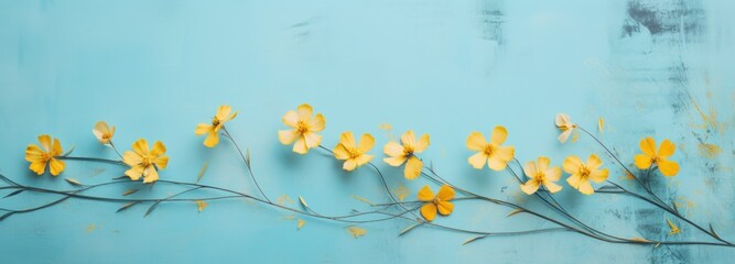 Obraz na płótnie Canvas yellow flowers on a light blue background,