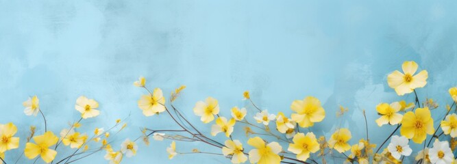yellow flowers on a light blue background,