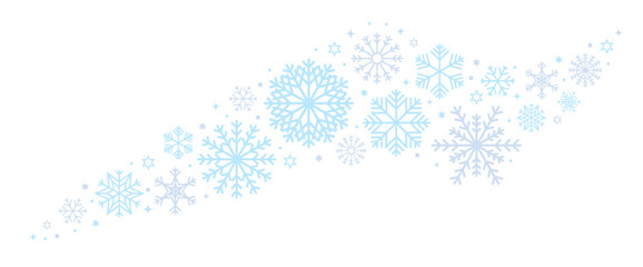 Abstract winter background with snowflakes pattern. Merry Christmas greeting card with snowfall wave border. Vector illustration.