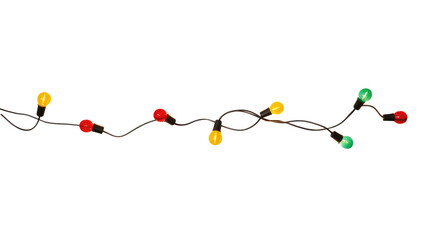 String of Christmas lights isolated on transparent background..