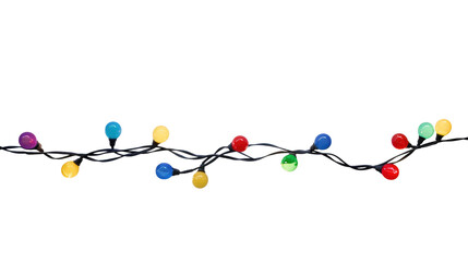 String of Christmas lights isolated on transparent background..