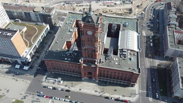 Vue a&eacute;rienne panoramique du Rotes Rathaus, Berlin, Allemagne
