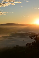 sunset over the fog