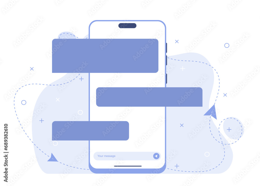 Poster ui ux, online chatting using a smartphone, communication using devices