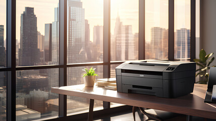 New modern printer on table in office.