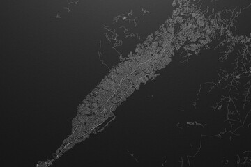 Fototapeta premium Street map of Conakry (Guinea) on black paper with light coming from top