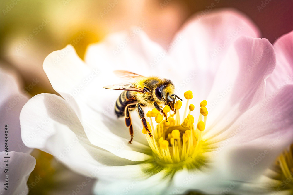 Poster nectar journey dive into the intricate world of bees with mesmerizing macro photography. capturing t