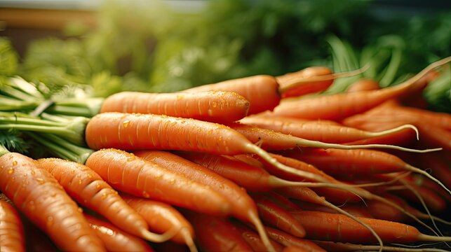 carrots for sale at a Farmers Market, highlighting their vibrant colors and freshness, emphasizing the simplicity and natural beauty of the produce.
