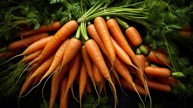 carrots for sale at a Farmers Market, highlighting their vibrant colors and freshness, emphasizing the simplicity and natural beauty of the produce.