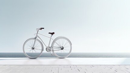 a bicycle near the beach, capturing the serene atmosphere and coastal charm, emphasizing the simplicity and tranquility of the beachside scene. - obrazy, fototapety, plakaty