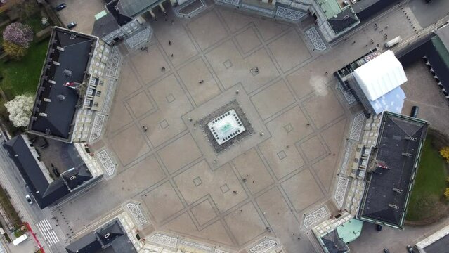 Vue a&eacute;rienne panoramique de la ville capitale Copenhague avec la place amalienborg et l'&eacute;glise frederik, Danemark, Europe