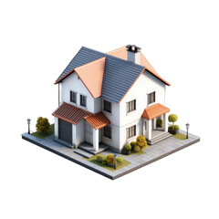 3d model toy house isolated on transparent and white background. PNG transparent