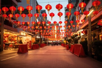 Street decorated for Chinese new year celebration