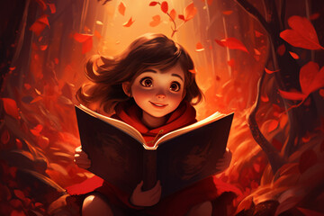 girl with a book || girls in a red dress and reading the book