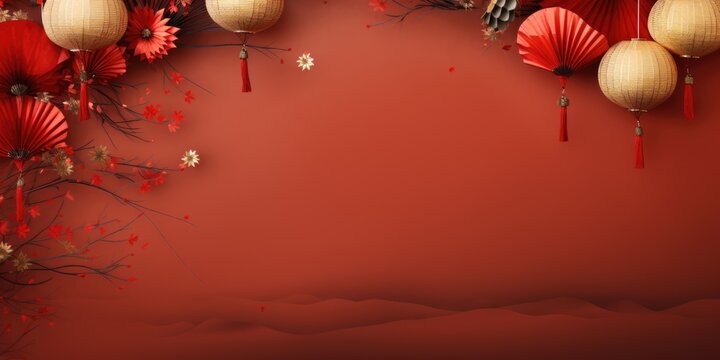 Chinese new year festive background with red decoration
