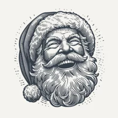 Fotobehang Portait of santa. Vintage woodcut engraving style vector illustration. © RetroVector