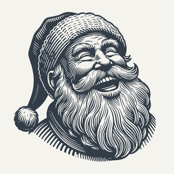 recommend clip art: Portait of santa. Vintage woodcut engraving style vector illustration.
