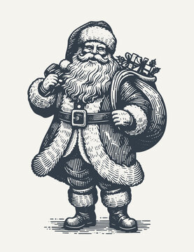 recommend clip art: Santa Claus. Vintage woodcut engraving style vector illustration.