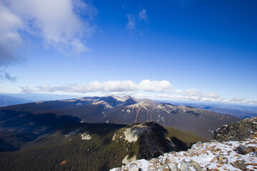 Beautiful sunny fall day at the top of Raft Mountain in Canada