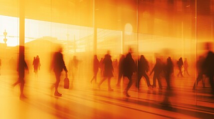 Blurry silhouettes of people in a hurry. Busy lifestyle concept