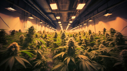 Indoor growing of cannabis plants - obrazy, fototapety, plakaty