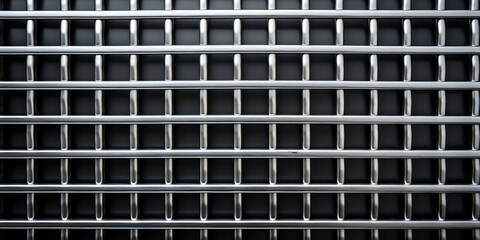 Close-up of shiny steel grid pattern.