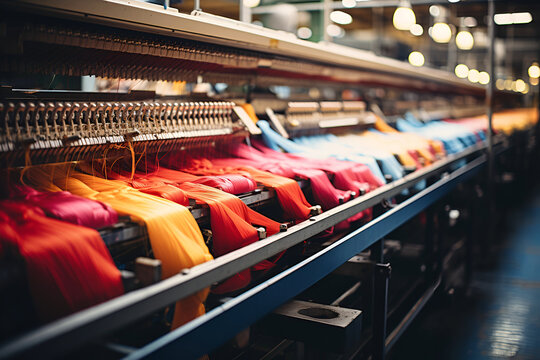 Textile factory weaving, weaving a fabric

