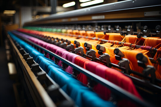 Textile factory weaving, weaving a fabric
