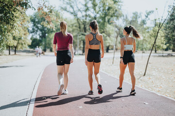 Active females jogging, training outdoors, and maintaining a healthy lifestyle in a park.