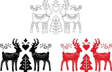 Nordic Folk Pattern Reindeer Design