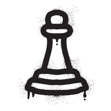 Chess pawn graffiti with black spray paint