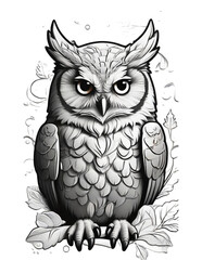 beautiful winter owl coloring book for children and adults