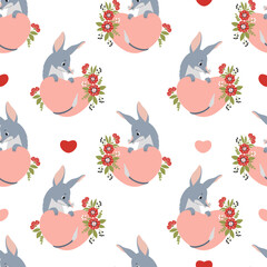 Seamless pattern with enamored bilby